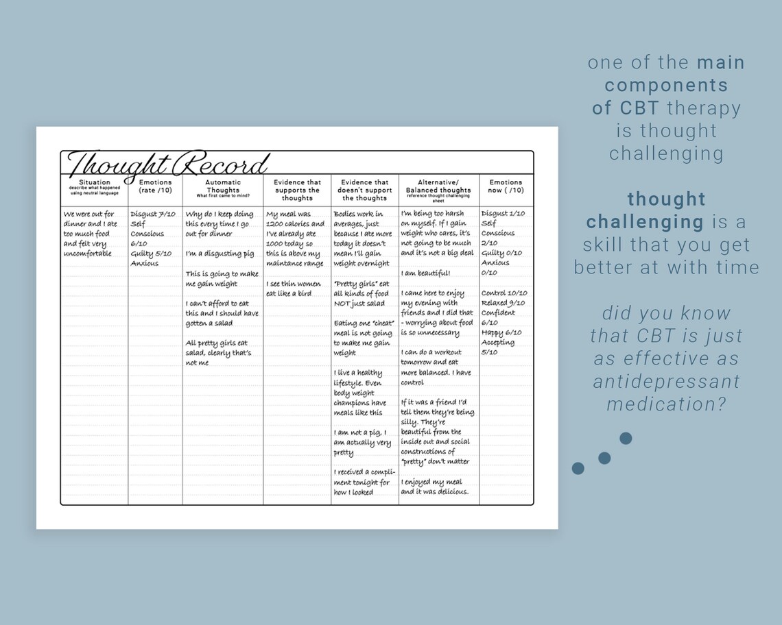 CBT Worksheets Printable/Instant Download Cognitive - Etsy.de