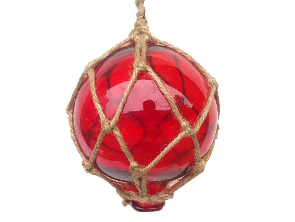 Red Japanese Glass Ball Fishing Float Decoration Nautical Etsy