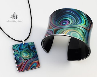 Ensemble de bijoux faits à la main Design "OCEAN", cadeau pour elle, bijoux d'art pour femmes, cadeau pour elle, bijoux pour femmes d'art