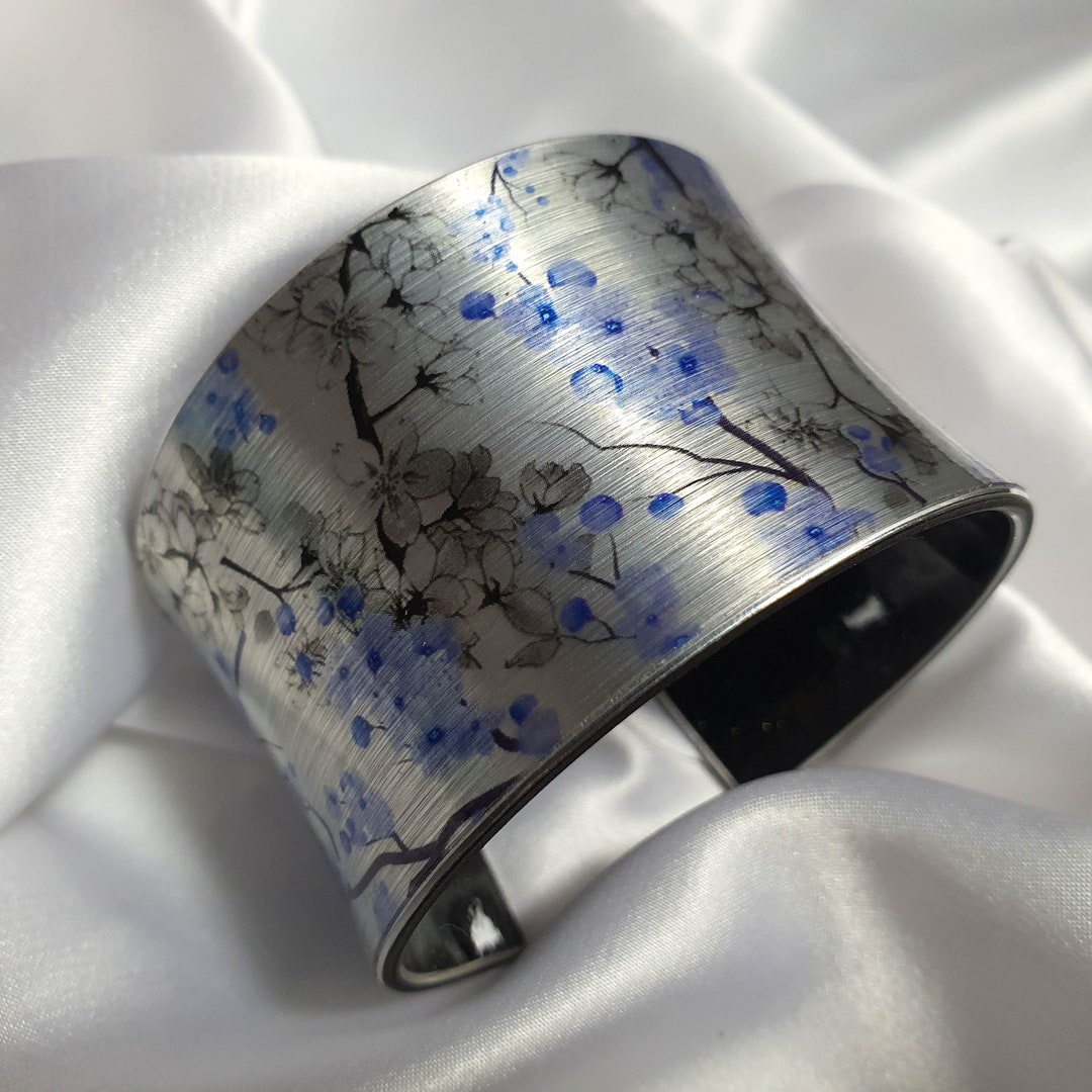 Cherry Blossom Cuff Bracelet, Unusual Gift for Her, Cherry Blossom ...