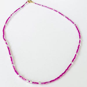 Beaded hot pink necklace