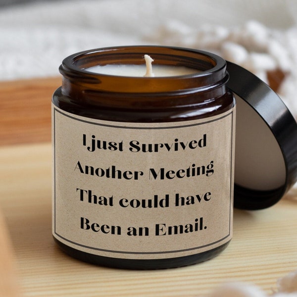 I just survived another meeting-funny candle-work colleague gift-gift for co worker-gift for boss-gift for work friend-novelty candle-worker