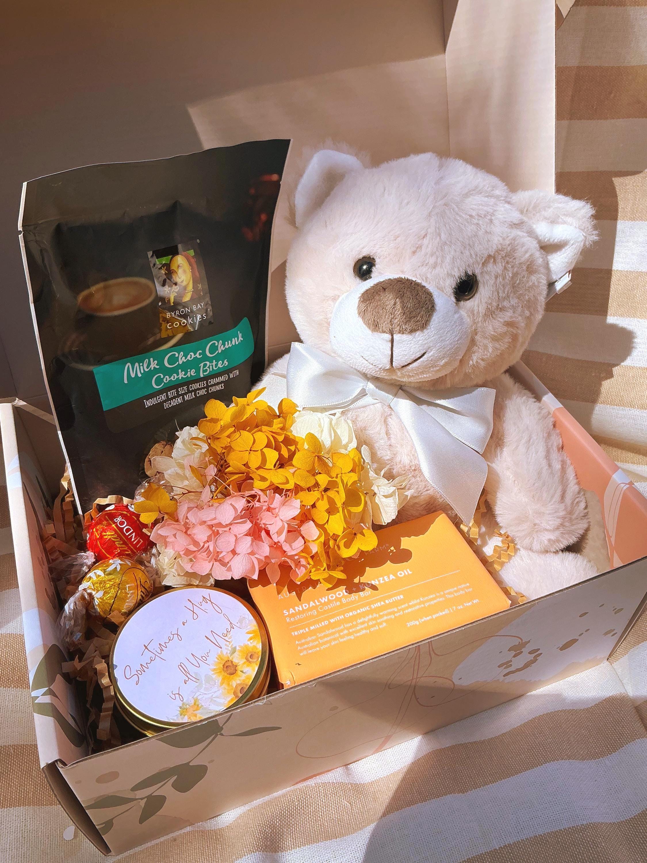 Sending a Hug Gift Box: Teddy Bear, Candle & Card Care Package - Etsy ...