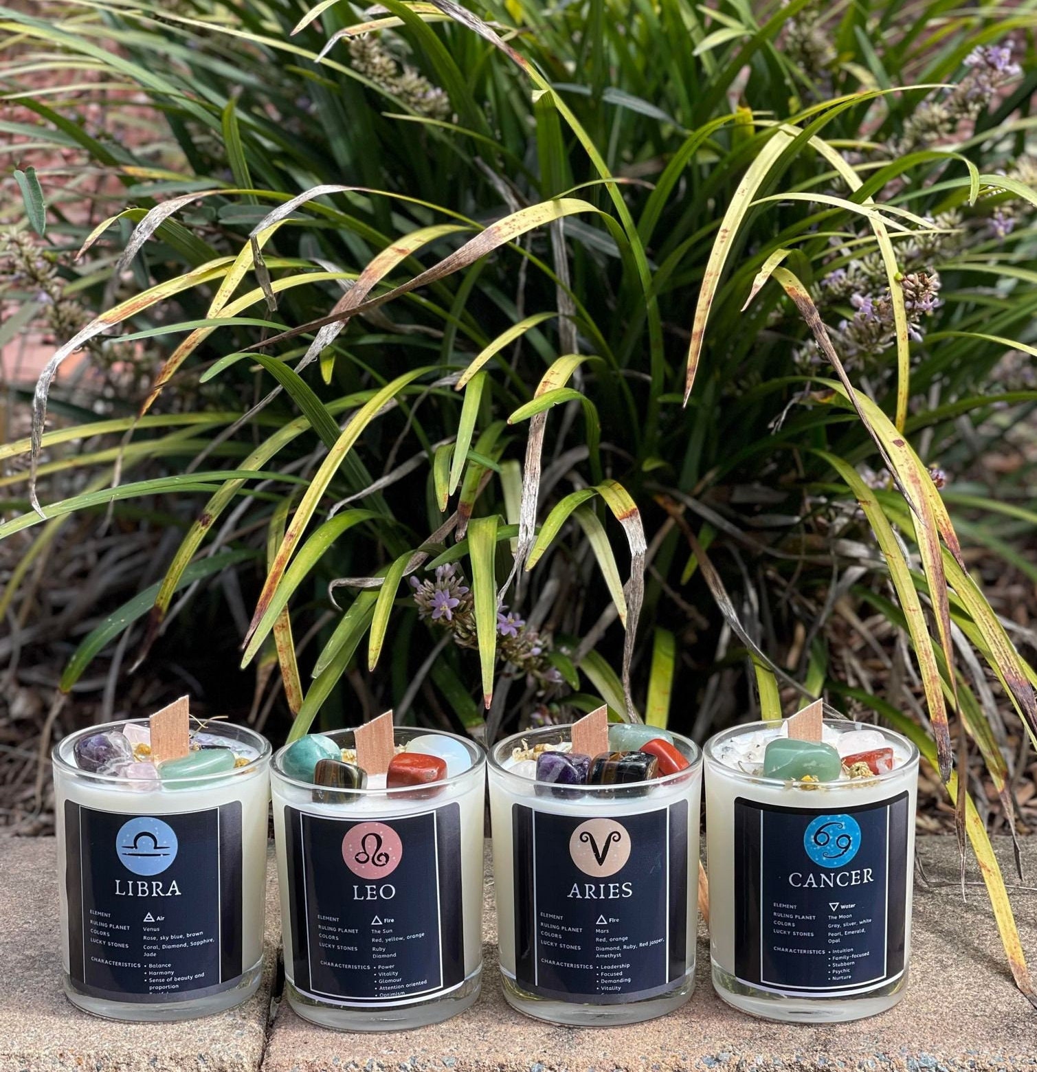 Star Sign Crystal Candleshoroscope Candleszodiac Crystal Etsy Australia