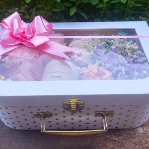 Suitcase Gift Hamper Box with window lid-Women's gift box-pamper gift box-spa gift box-self care gift-gift for her-Deluxe gift box-ladies image 7