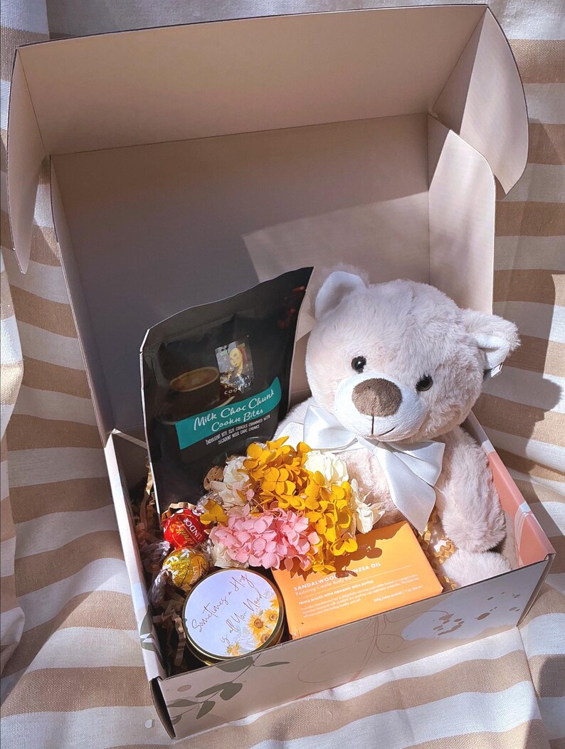Sending a Hug Gift Box: Teddy Bear, Candle & Card Care Package - Etsy ...