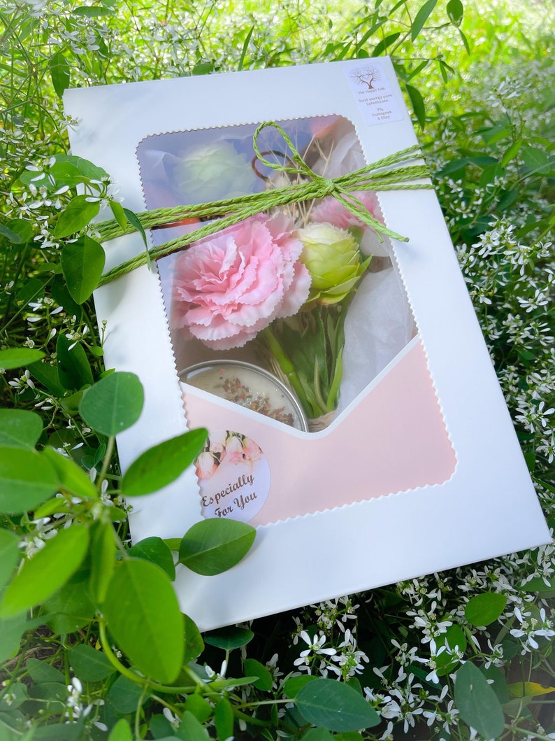 Flower Bouquet & Candle Gift Boxgift Boxflowers and Etsy
