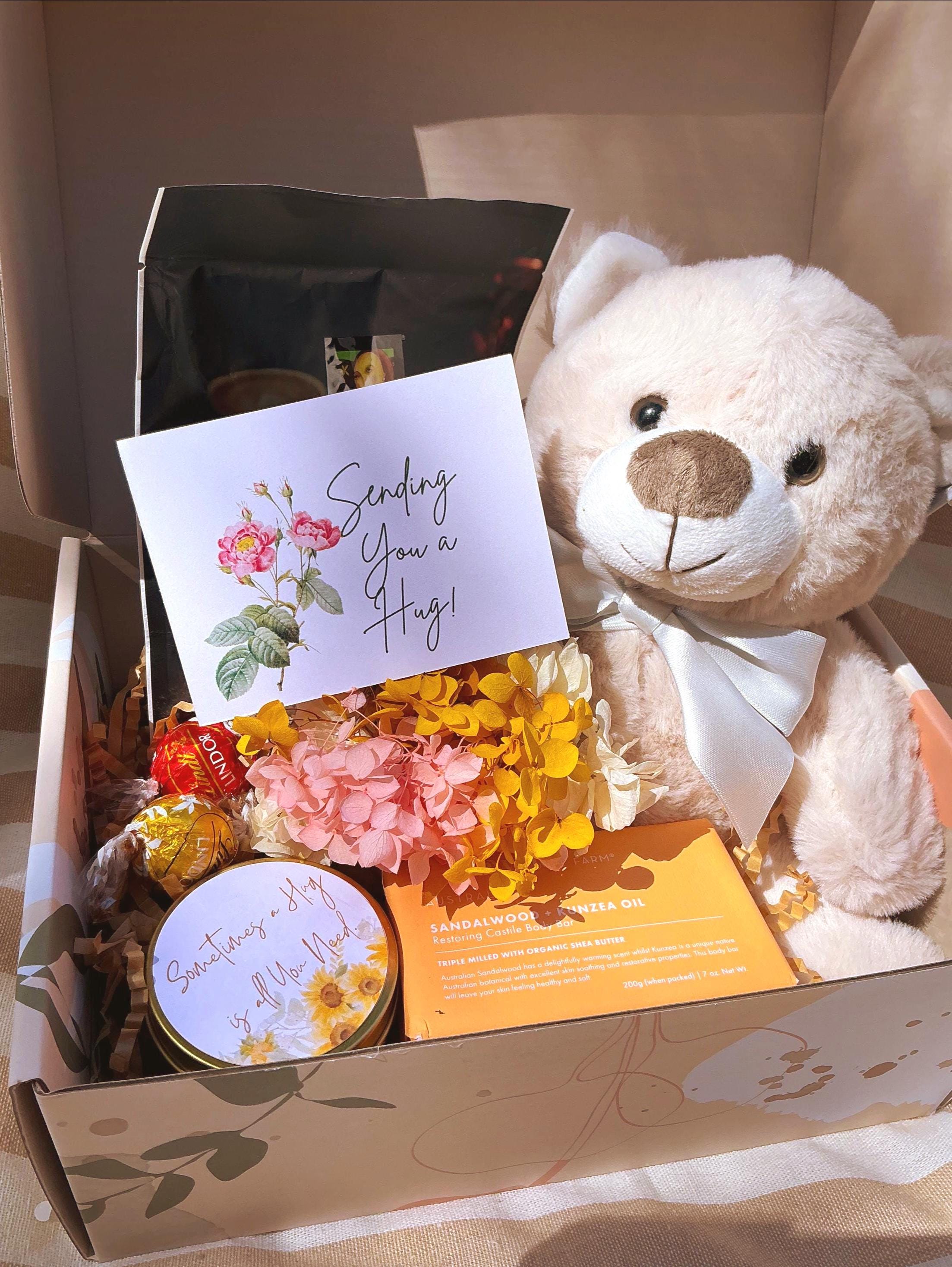 Sending a Hug Gift Box: Teddy Bear, Candle & Card Care Package - Etsy ...