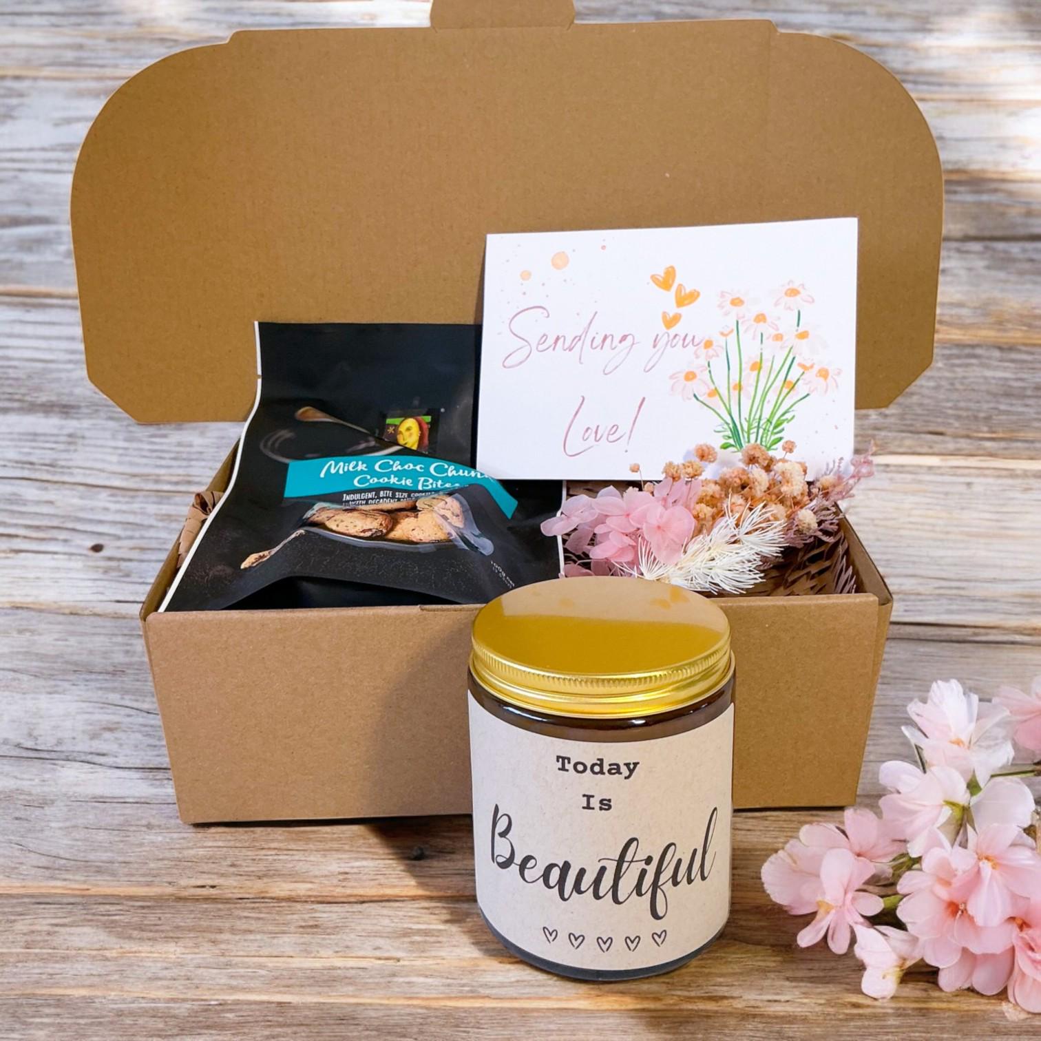 Candle and Cookies Gift Box-Birthday gift-care package-women's gift-Pamper gift-gift for friend-gift for her-friendship gift-Gift Box-candle