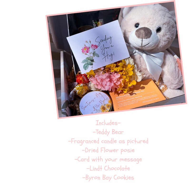 Sending a Hug Gift Box: Teddy Bear, Candle & Card Care Package - Etsy ...