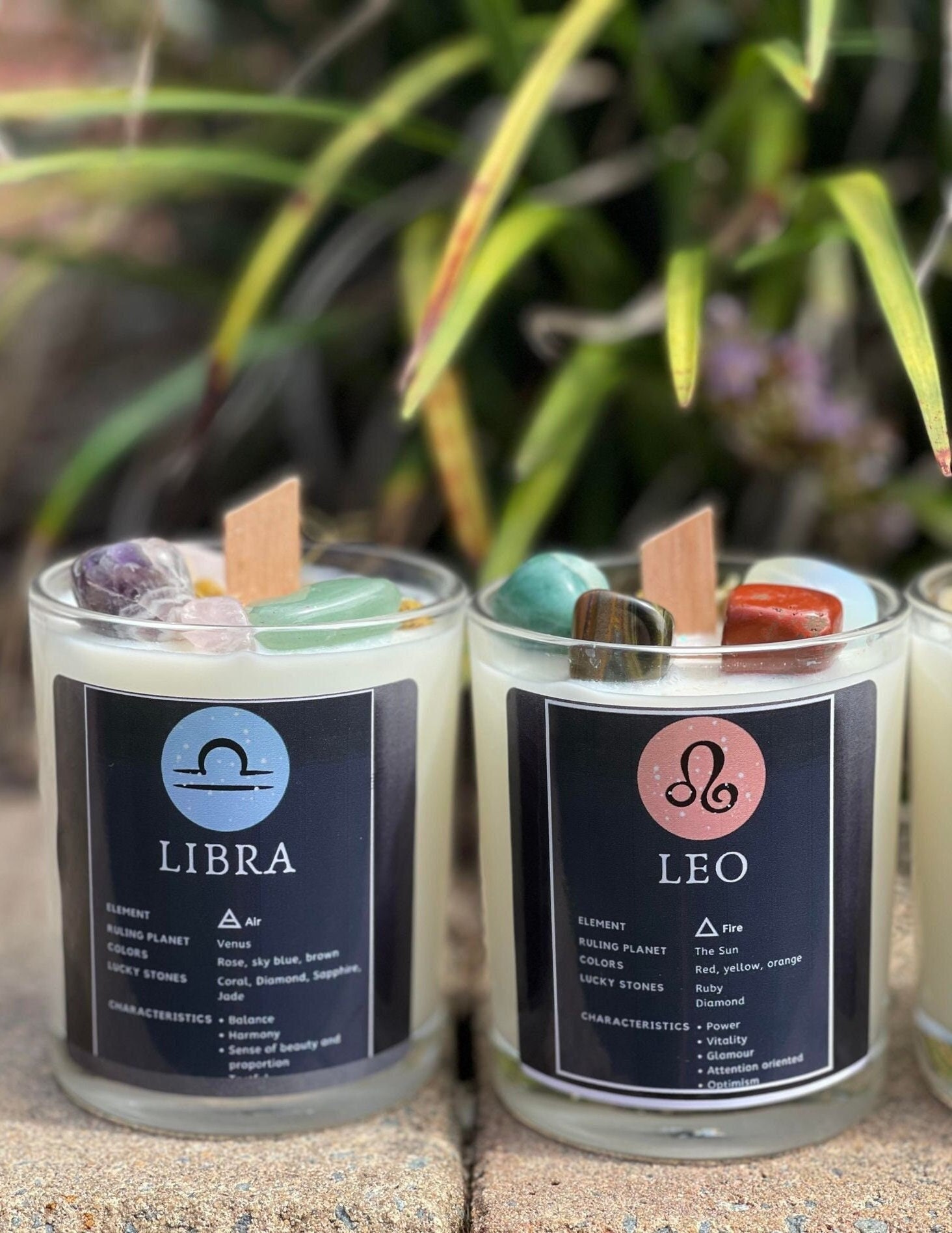 Star Sign Crystal Candleshoroscope Candleszodiac Crystal Etsy