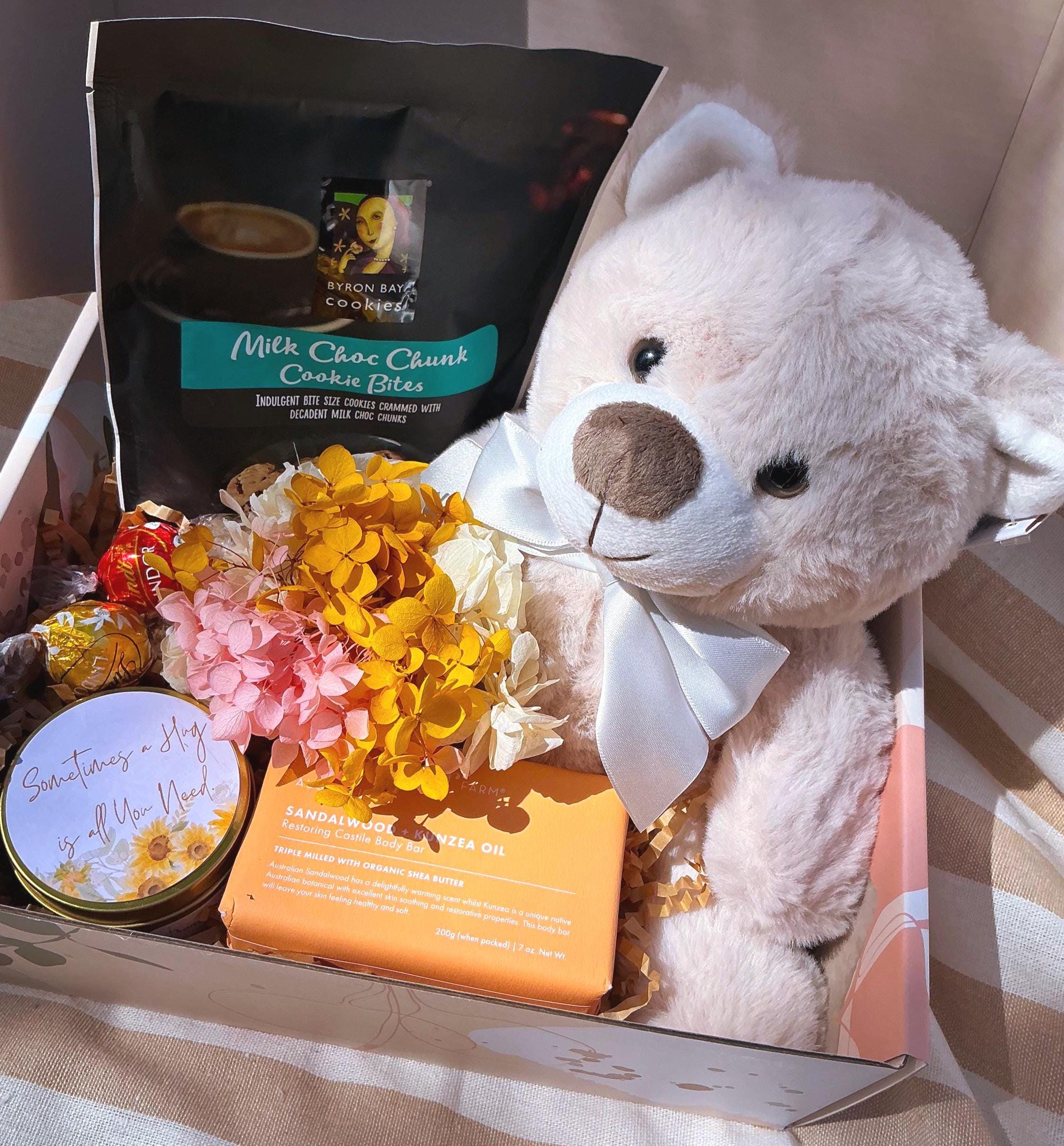 Sending a Hug Gift Box: Teddy Bear, Candle & Card Care Package - Etsy ...
