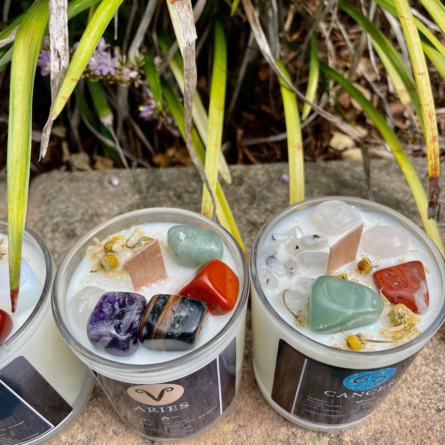 Star Sign Crystal Candleshoroscope Candleszodiac Crystal Etsy