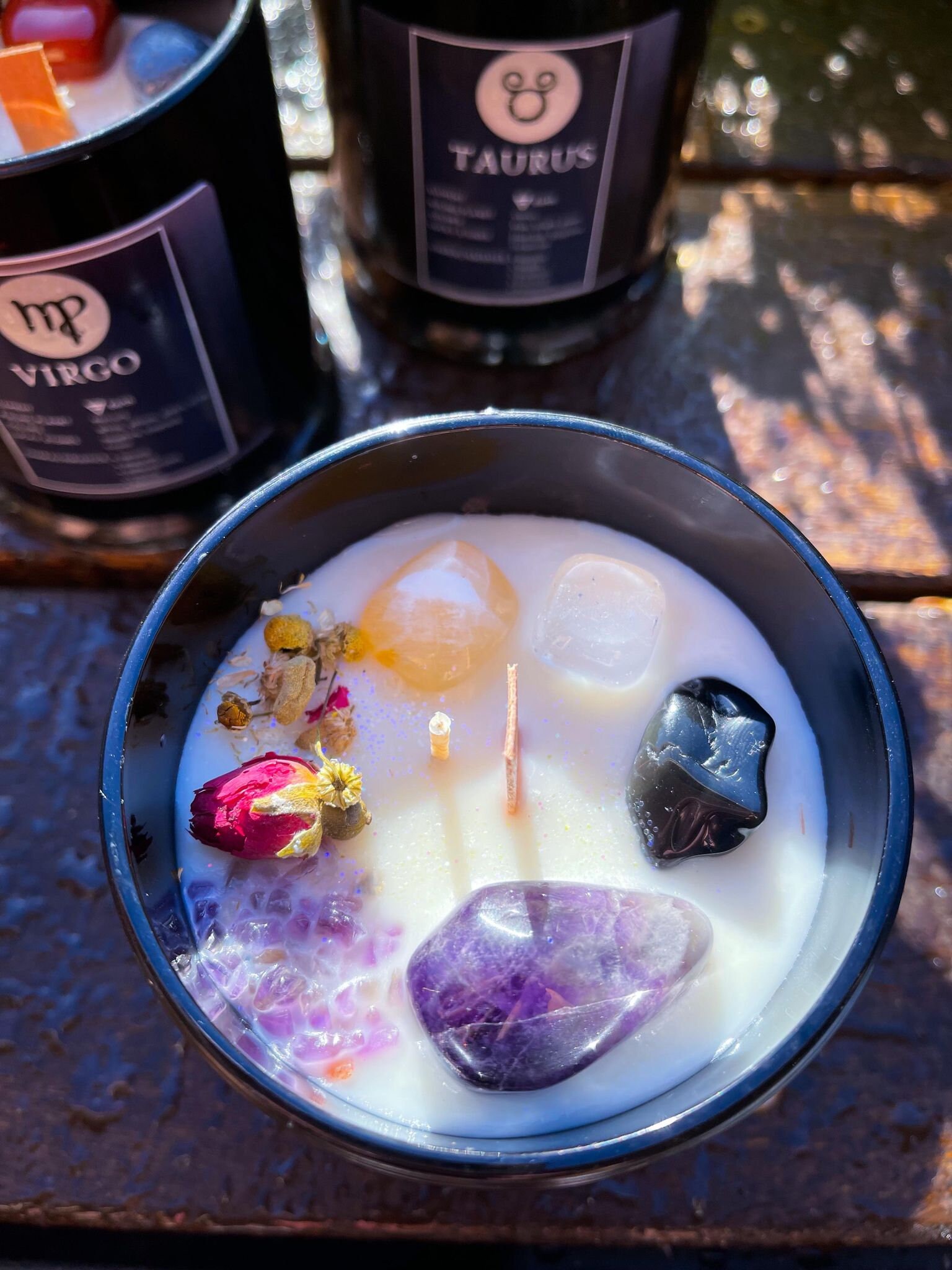 Star Sign Crystal Candleshoroscope Candleszodiac Crystal Etsy Australia