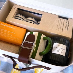 Cream Suitcase Self Care Gift Box with Candle, Diffuser, Mug & Pamper Items