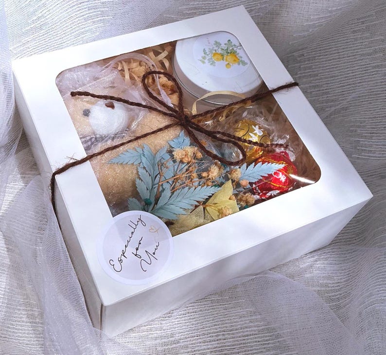 Sending Hugs Gift Box: Mini Teddy, Candle & Chocolates - Etsy Australia