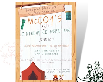 Camping Birthday Invitation, Camping Birthday, Camping Sleepover, Glamping, Boy Birthday Invitation, Camping Birthday, Camp Birthday
