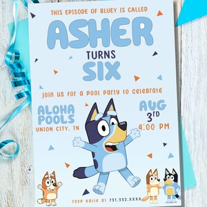 Bluey Birthday Invitation, Bluey Dog Birthday, Girl Birthday Party, Boy Birthday Party,Boy Birthday Invitation, Girl Birthday Invitation