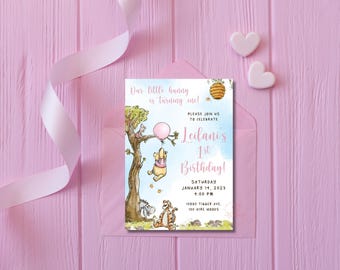 Winnie the Pooh Party Invitation, Bear Party Invitation, Winnie the Pooh Invite