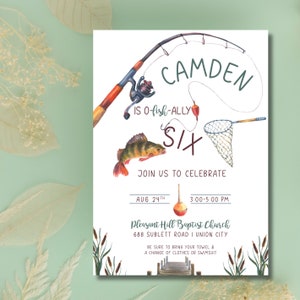 Fishing Birthday Invitation, O-fish-ally birthday, Fishing Rod Invite, Country Boy Invitation