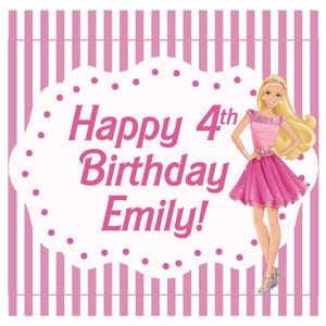 Barbie Treat Bag Stickers, Pink Labels, Barbie Birthday Party, Supplies, Barbie Decorations, Birthday Decorations, Birthday Decor