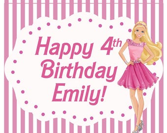 Barbie Treat Bag Stickers, Pink Labels, Barbie Birthday Party, Supplies, Barbie Decorations, Birthday Decorations, Birthday Decor
