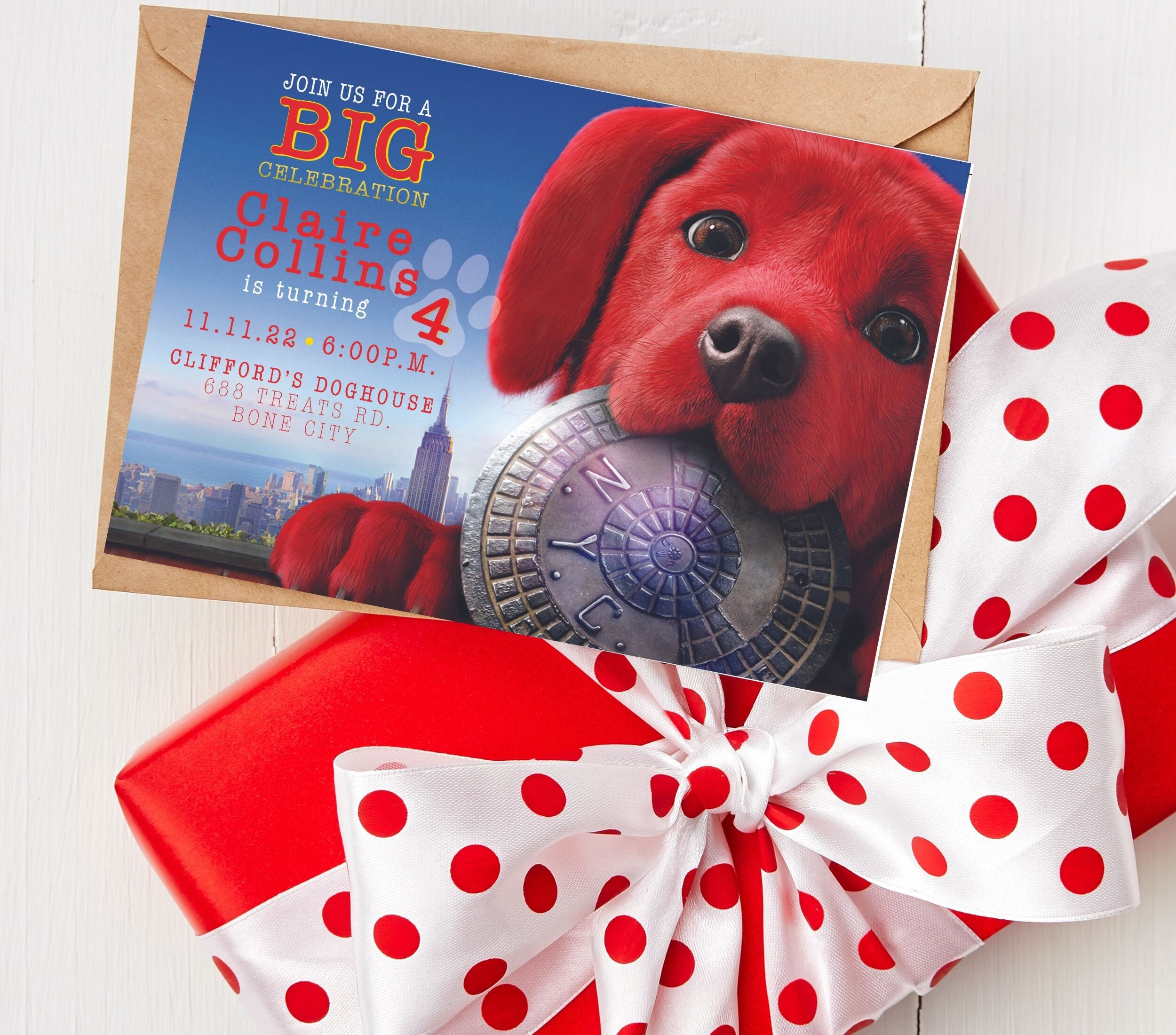 Clifford Birthday Invitation, Clifford the Big Red Dog, Clifford ...