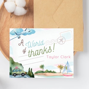 Travel Agent Thank You Card, Postcard, Travel Agency Card, Watercolor Travel Vintage Postcard