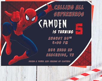 Spiderman-födelsedagsinbjudan, Spiderman-fest, Pojkefödelsedagsinbjudan, Spider-Man-fest, Spider-Man-inbjudan, Spiderman-inbjudan, Spider-Man