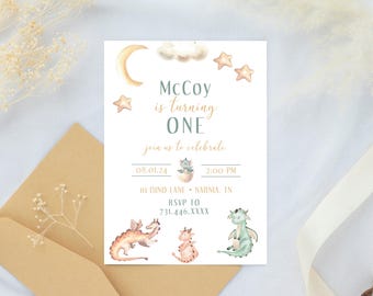 Dinosaur Birthday Invitation, Dino birthday, Dragon Invite, Boy Invitation, First Birthday, One Party, Birthday Party, Birthday Invite
