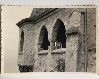 Vintage Photograph of Lady in Building, Antique Photograph, Old Photo, Sepia Picture, Vintage Picture