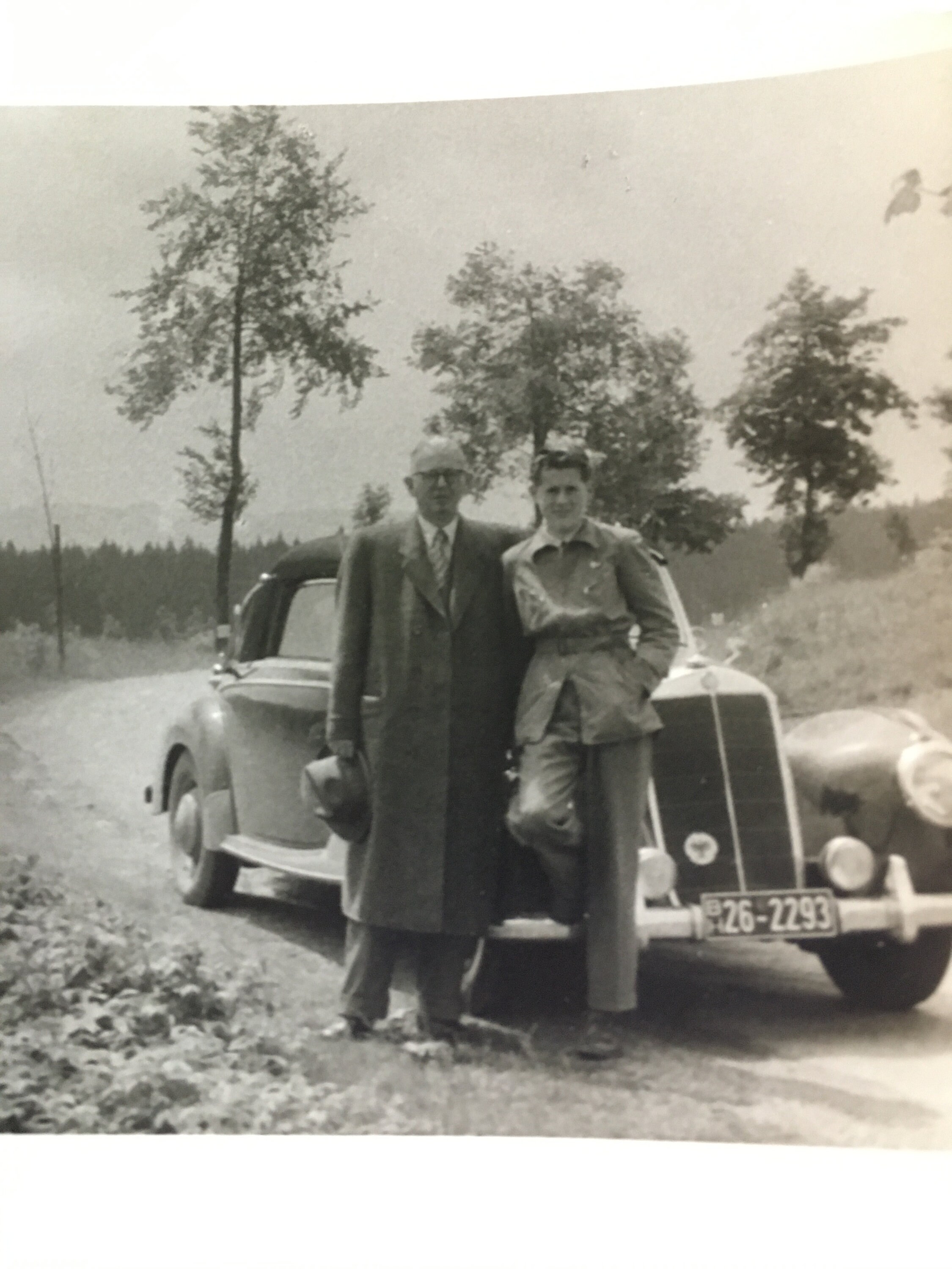 Vintage Couple by Car Photograph, Antique Photograph, Old Photo, Black and White Photo