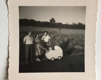 Vintage Family Photograph Outdoors, Antique Photo, Old Photo, Black and White, Sepia Photo