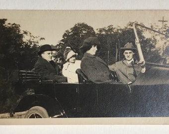 Vintage Photograph of People in Car, Antique Photograph, Old Photo, Black and White, Sepia Photo