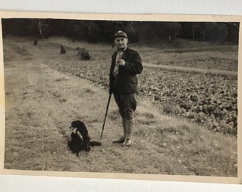 Vintage Photograph of Man With Dog, Vintage Photo, Antique Photograph, Old Photo, Black and White Picture