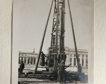 Vintage Photograph of Men at Oil Rig, Antique Photograph, Old Photo, Black and White