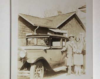Vintage People by Car Photograph, Antique Photograph, Old Photo, Black and White Photo