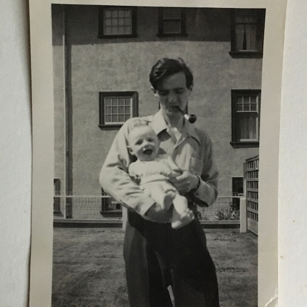 Vintage Photograph of Man and Baby, Antique Photograph, Old Photo, Black and White, Sepia Photo