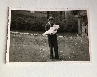 Vintage Photograph of Man and Baby, Antique Photograph, Old Photo, Black and White, Sepia Photo