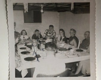 Vintage Family Photograph, Vintage Christmas Photo, 1950s Photo, Antique Photo, Old Photo, Black and White, Sepia Photo