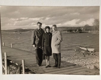 Vintage Photo of People on Dock, Antique Photo, Old Photo, Black and White, Sepia Photo