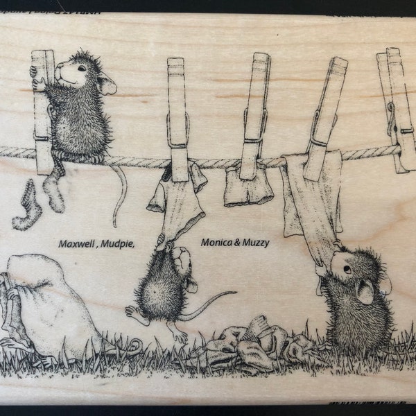 House Mouse Stamp Doing Laundry Stamp