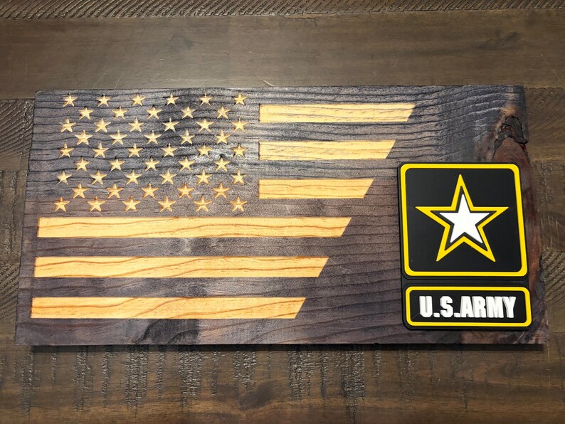 Rustic Wooden US Army Flag, Veteran Wall Art, Customizable - Etsy