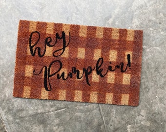 Hey Pumpkin Doormat | Fall Doormat | Welcome Doormat