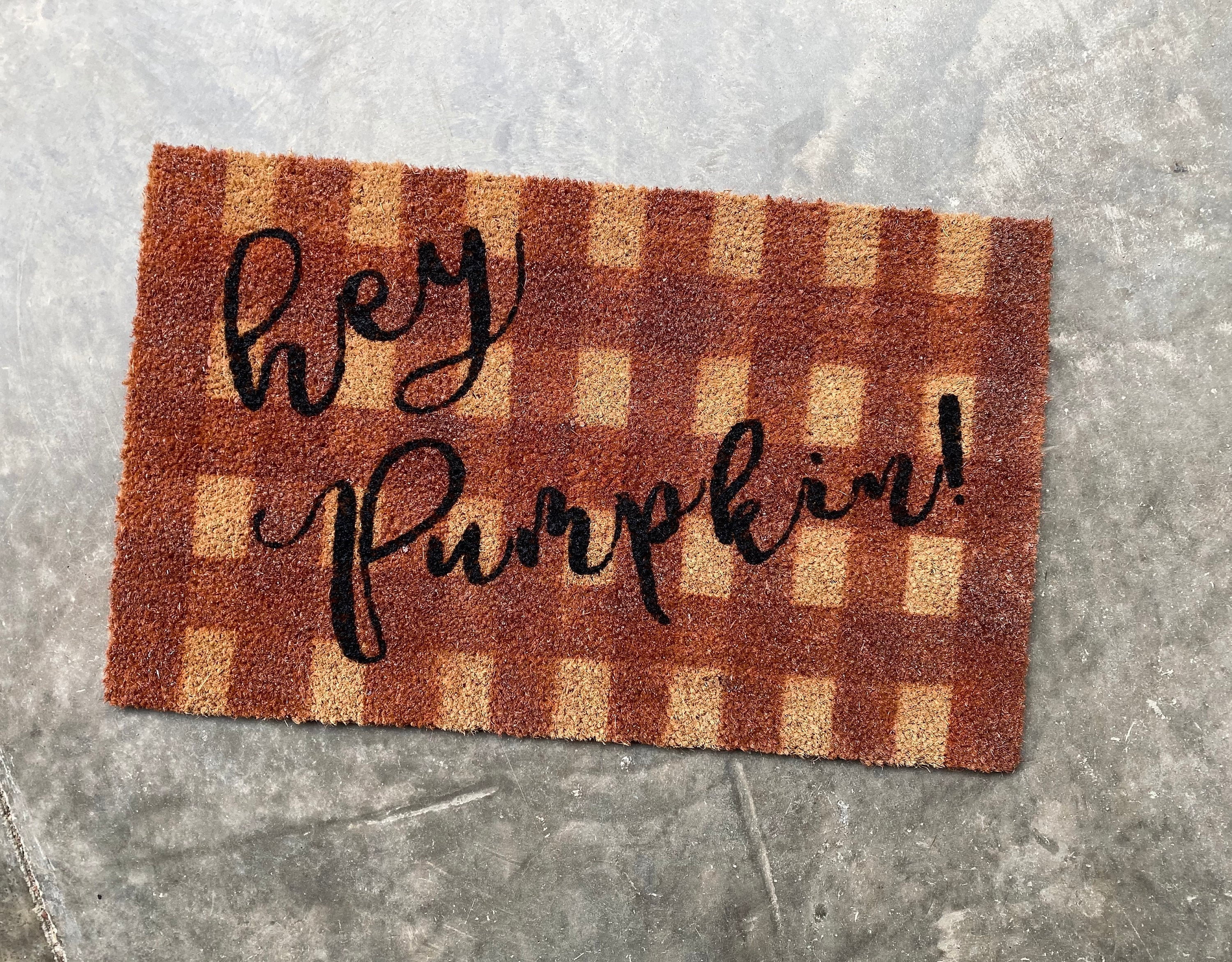 Hey Pumpkin Doormat Fall Doormat Doormat Etsy