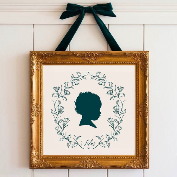 Custom Silhouette Portrait from Photo | Personalized Mother's Day Gift Silhouette Child's Custom Family Portrait Digital Gallery Wall