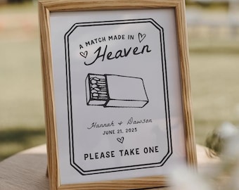 Custom Matchbox Wedding Favor Sign: Printable Reception Decor (PDF)