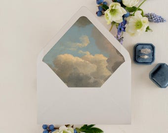 Coastal Clouds Envelope Liner Template – DIY Wedding Stationery (Digital Download)