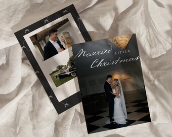 Newlywed Christmas Card Template: Elegant Photo Holiday Postcard (Canva Editable, Printable Digital Download)