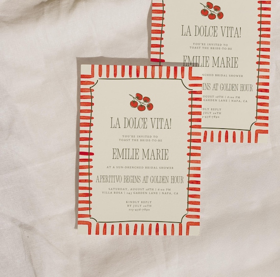Italian Summer Shower BUNDLE Canva Template Ciao Bella Bridal